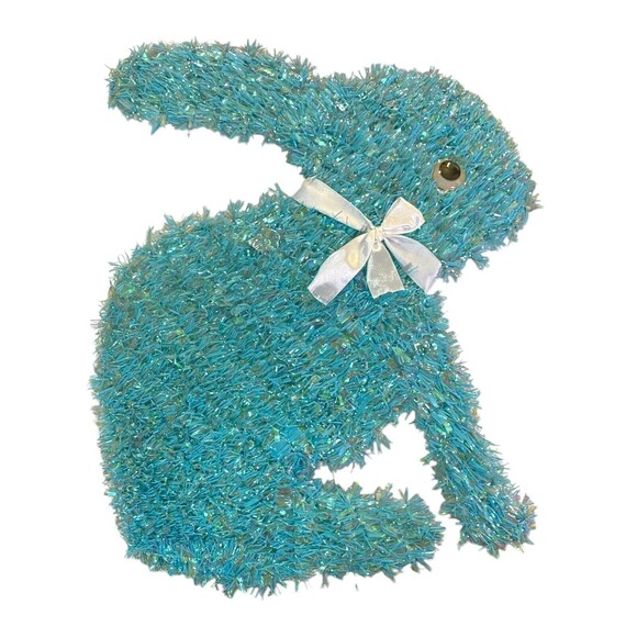 Happy Easter Bunny Rabbit Shimmer Tinsel Frame 18” Decor Set Of 3 - Picture 5 of 7